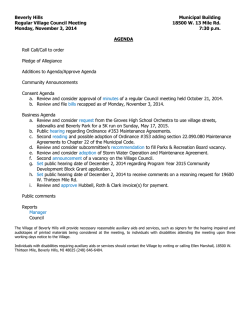 Beverly Hills  Municipal Building Regular Village Council Meeting