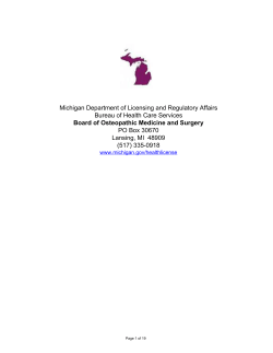 Michigan Department of Licensing and Regulatory Affairs PO Box 30670
