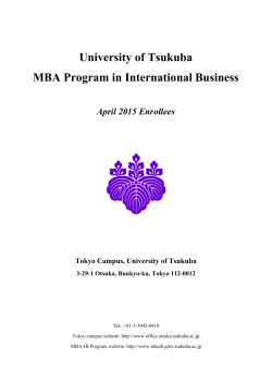 University of Tsukuba MBA Program in International Business  April 2015 Enrollees