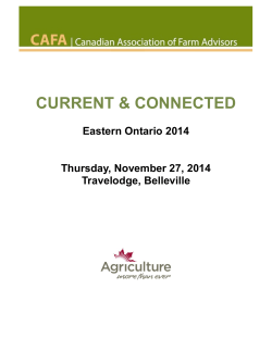 CURRENT &amp; CONNECTED Eastern Ontario 2014 Thursday, November 27, 2014 Travelodge, Belleville