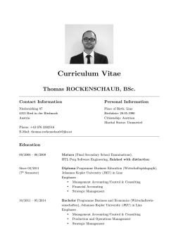 Curriculum Vitae Thomas ROCKENSCHAUB, BSc. Contact Information