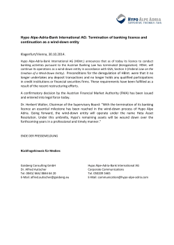 Hypo Alpe-Adria-Bank International AG: Termination of banking licence and