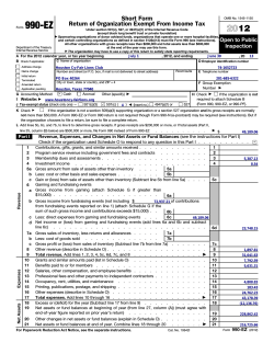 990-EZ 2012 Short Form Return of Organization Exempt From Income Tax