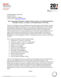FOR IMMEDIATE RELEASE October 29, 2014 Contact: Katherine E. Johnson