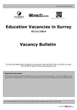 Education Vacancies in Surrey Vacancy Bulletin 07/11/2014