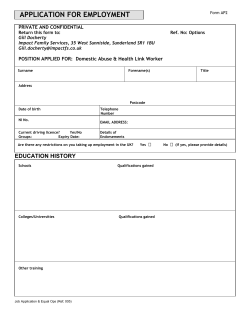 APPLICATION FOR EMPLOYMENT  PRIVATE AND CONFIDENTIAL