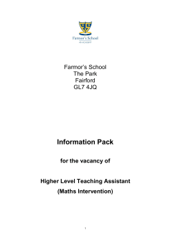 Information Pack Farmor’s School The Park Fairford