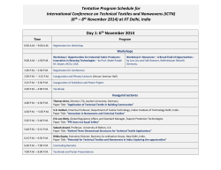 Tentative Program Schedule for (6 – 8