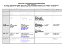 Approved High-Care Out of School Excursion Site Information