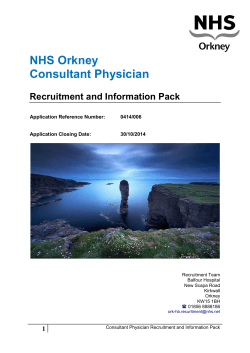 NHS Orkney Consultant Physician Recruitment and Information Pack
