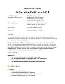 Orientation Facilitator 2015 Centre for New Students
