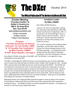 The DXer October 2014 President&rsquo;s Letter