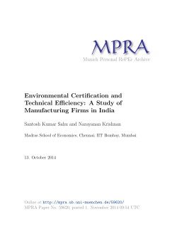 Environmental Certification and Technical Efficiency: A Study of Manufacturing Firms in India