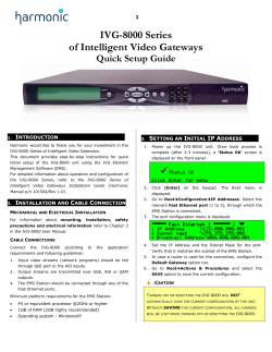 IVG-8000 Series of Intelligent Video Gateways Quick Setup Guide I