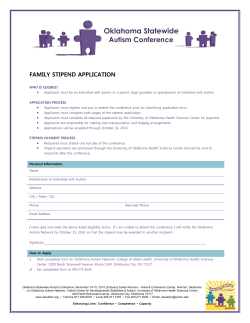 Oklahoma Statewide Autism Conference FAMILY STIPEND APPLICATION
