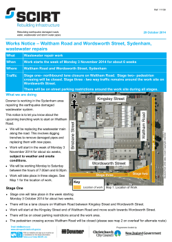Works Notice – Waltham Road and Wordsworth Street, Sydenham, wastewater repairs