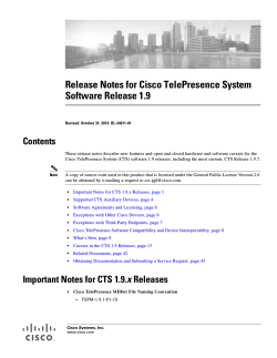 Release Notes for Cisco TelePresence System Software Release 1.9 Contents