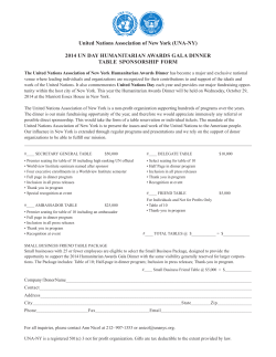 United Nations Association of New York (UNA-NY) TABLE SPONSORSHIP FORM