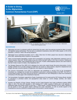 (CHF) A Guide to Giving to the Afghanistan Common Humanitarian Fund