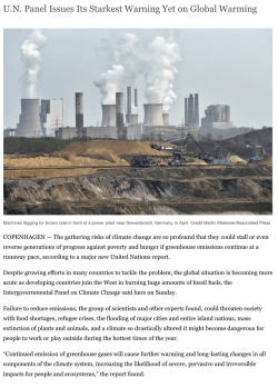 U.N. Panel Issues Its Starkest Warning Yet on Global Warming