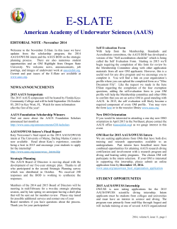 E-SLATE  American Academy of Underwater Sciences (AAUS) EDITORIAL NOTE