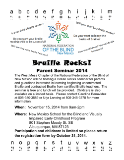 Braille Rocks! Parent Seminar 2014