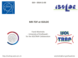 MR-TOF at ISOLDE Frank Wienholtz - University of Greifswald -