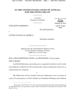 FILED IN THE UNITED STATES COURT OF APPEALS FOR THE FIFTH CIRCUIT