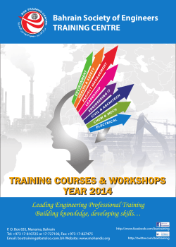 TRAINING COURSES &amp; WORKSHOPS YEAR 2014 Bahrain Society of Engineers TRAINING CENTRE