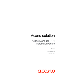 Acano solution Acano Manager R1.1 Installation Guide Acano