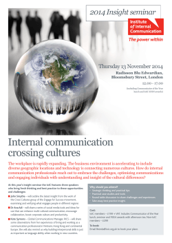Internal communication crossing cultures 2014 Insight seminar Thursday 13 November 2014