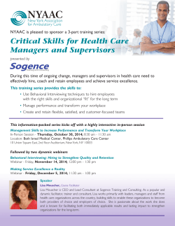 Critical Skills for Health Care Managers and Supervisors