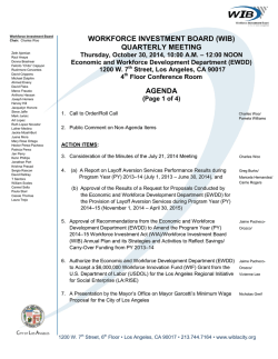 WORKFORCE INVESTMENT BOARD (WIB) QUARTERLY MEETING