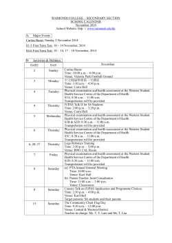 RAIMONDI COLLEGE – SECONDARY SECTION SCHOOL CALENDAR November 2014