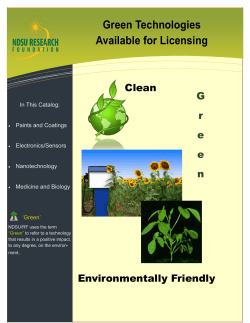 Green Technologies Available for Licensing Clean G