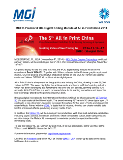 MGI to Premier iFOIL Digital Foiling Module at All in... MELBOURNE, FL, USA (November 4 , 2014)