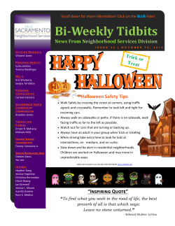 Bi-Weekly Tidbits News From Neighborhood Services Division Halloween Safety Tips