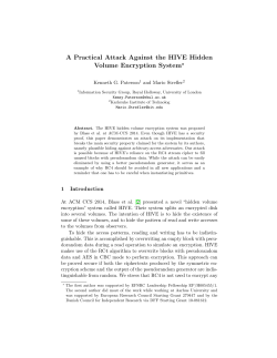 A Practical Attack Against the HIVE Hidden Volume Encryption System