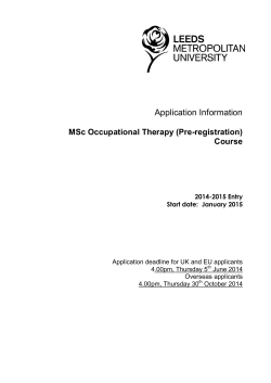Application Information MSc Occupational Therapy (Pre-registration) Course