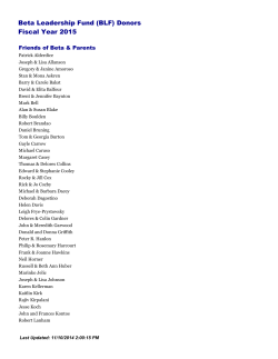 Beta Leadership Fund (BLF) Donors Fiscal Year 2015