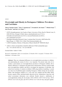 Overweight and Obesity in Portuguese Children: Prevalence and Correlates International Journal of