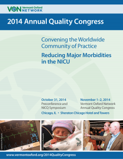 2014 Annual Quality Congress Convening the Worldwide Community of Practice Reducing Major Morbidities
