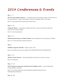 2014 Conferences &amp; Events  May 1 - 3