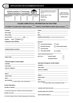 APPLICATION FOR ACCOMMODATION 2015 SV01