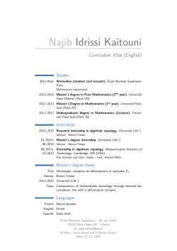 Najib Idrissi Kaïtouni Curriculum Vitæ (English) Studies