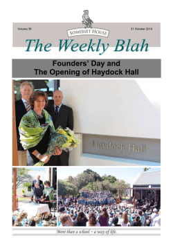 Founders’ Day and The Opening of Haydock Hall  Volume 36