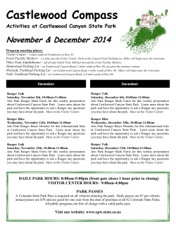 Castlewood Compass November &amp; December 2014  Activities at Castlewood Canyon State Park