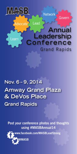 Amway Grand Plaza &amp; DeVos Place Nov. 6 – 9, 2014 Grand Rapids