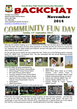 November 2014 Asquith Boys High School Community Newsletter