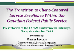The Transition to Client-Centered Service Excellence Within the Canadian Federal Public Service D